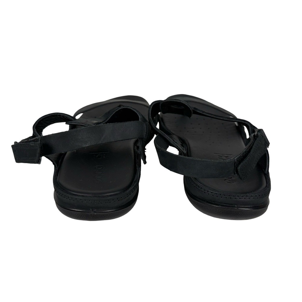 ECCO Flash Strappy Sandal Flat T-Strap Womens US 10 Black Leather Nubuck Comfort - Picture 6 of 10